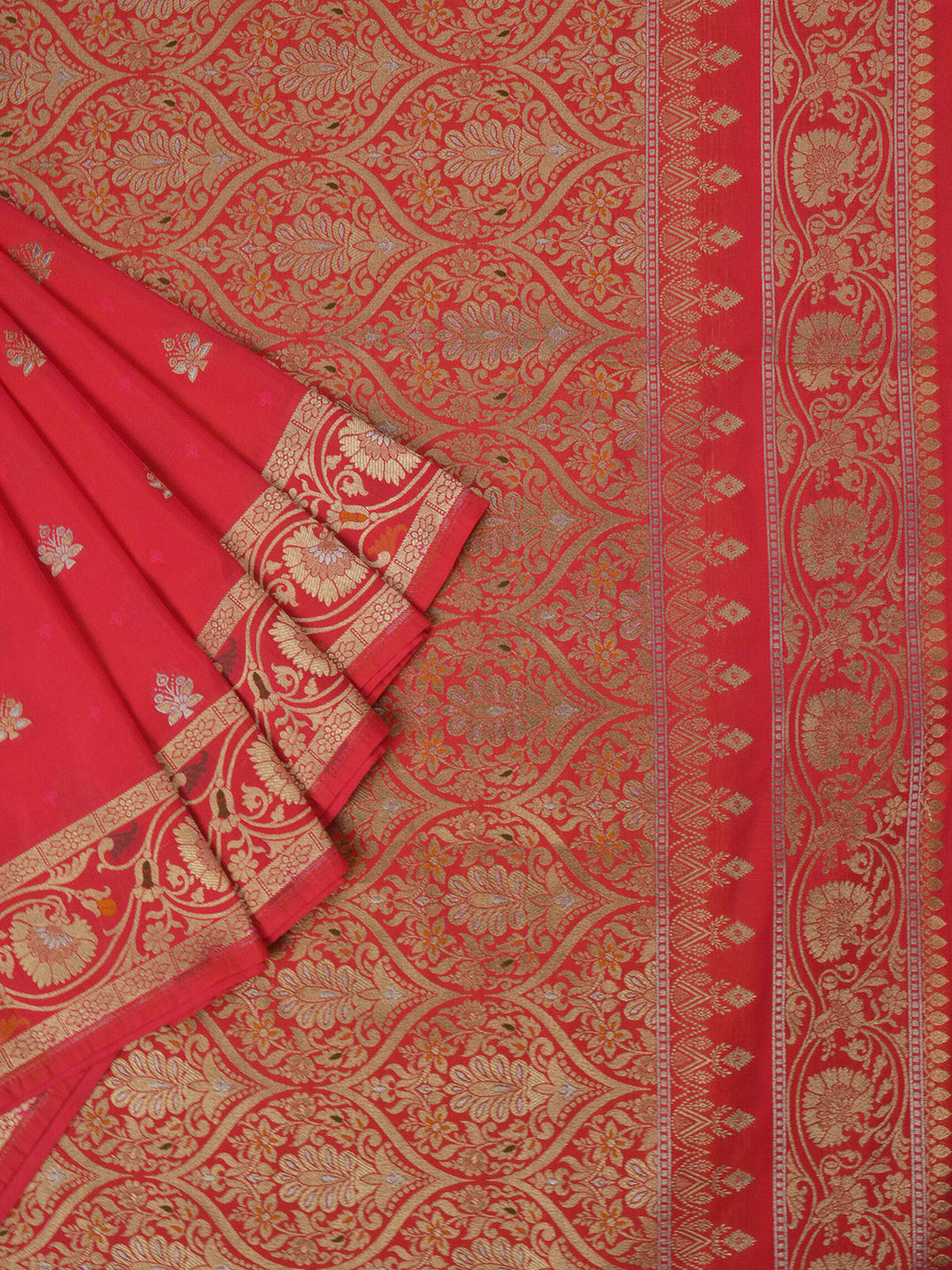 Hot Pink Semi Katan Banarasi Saree_2