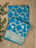 Turquoise Blue Semi Katan Banarasi Saree