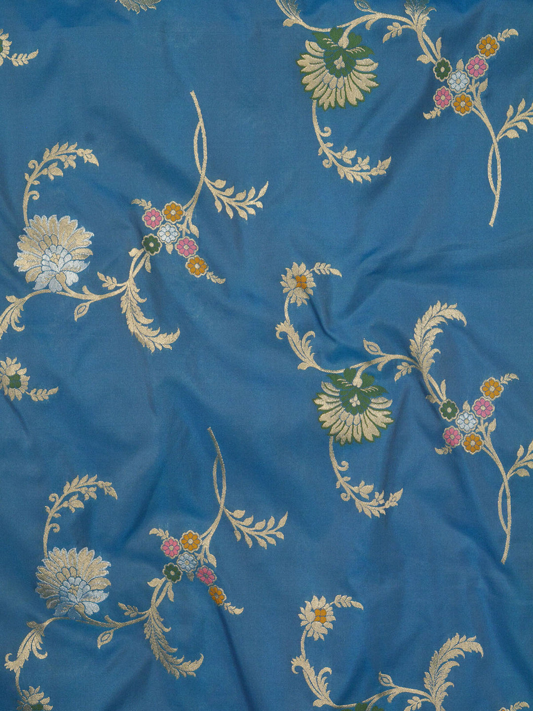 Greyish Blue Semi Katan Banarasi Saree_4