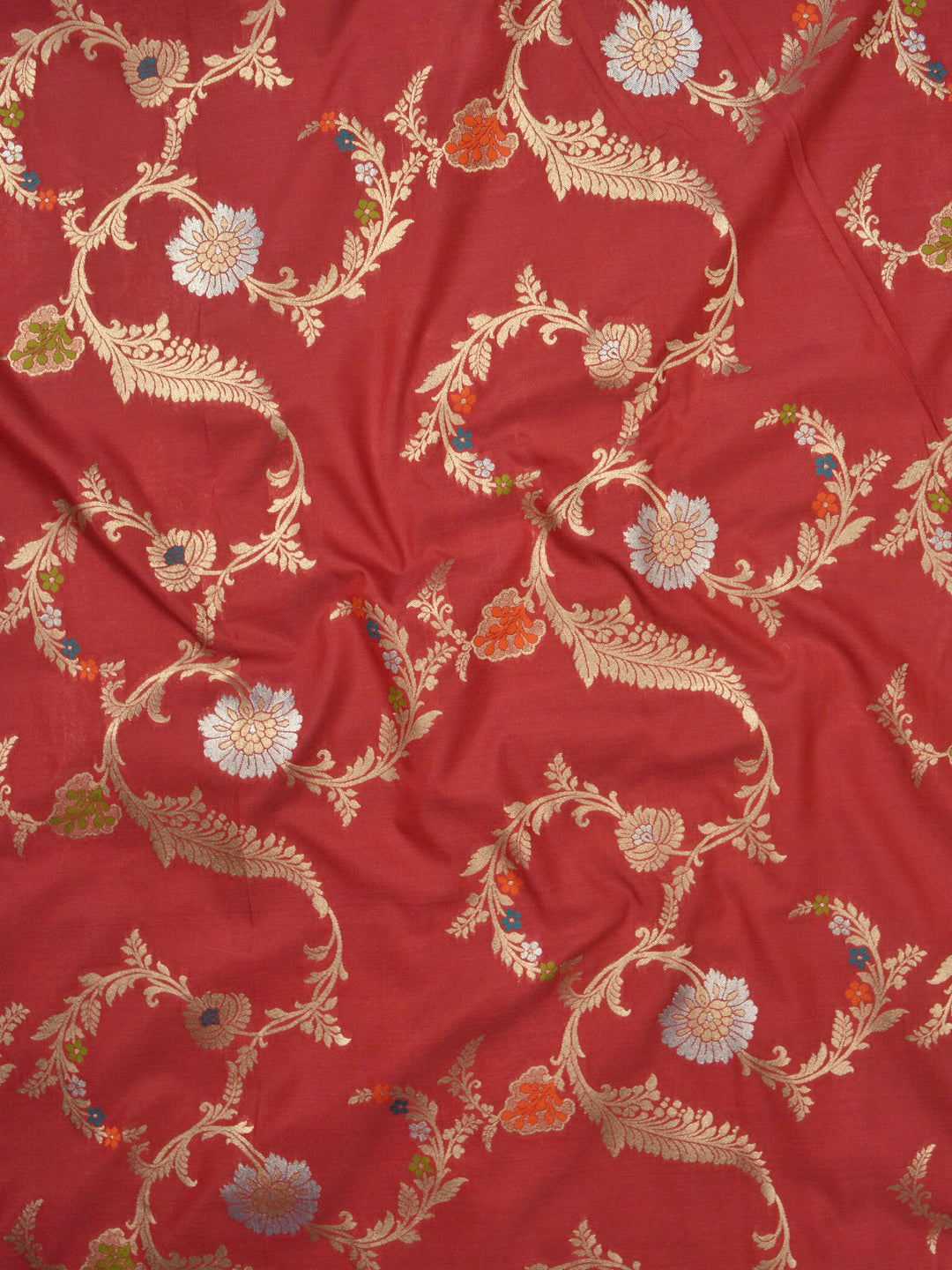 Maroon Semi Katan Banarasi Saree_4