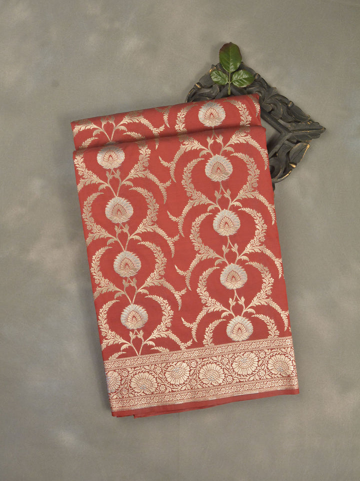 Maroon Semi Katan Banarasi Saree