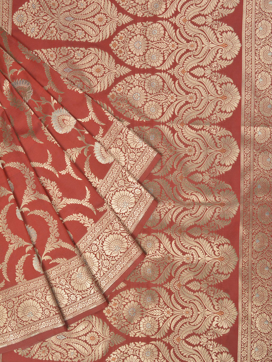 Maroon Semi Katan Banarasi Saree_3