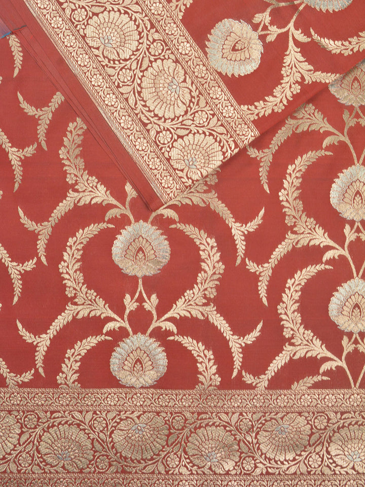 Maroon Semi Katan Banarasi Saree