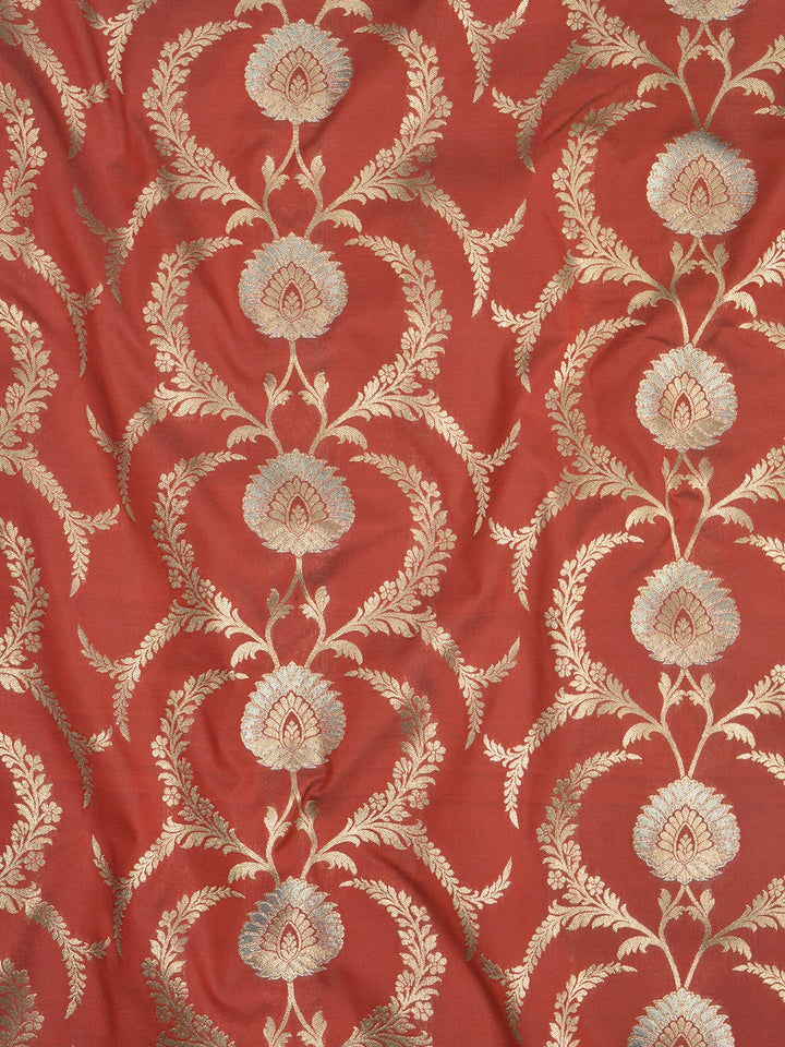 Maroon Semi Katan Banarasi Saree