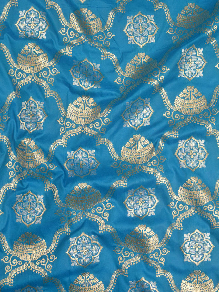 Blue Semi Katan Banarasi Saree