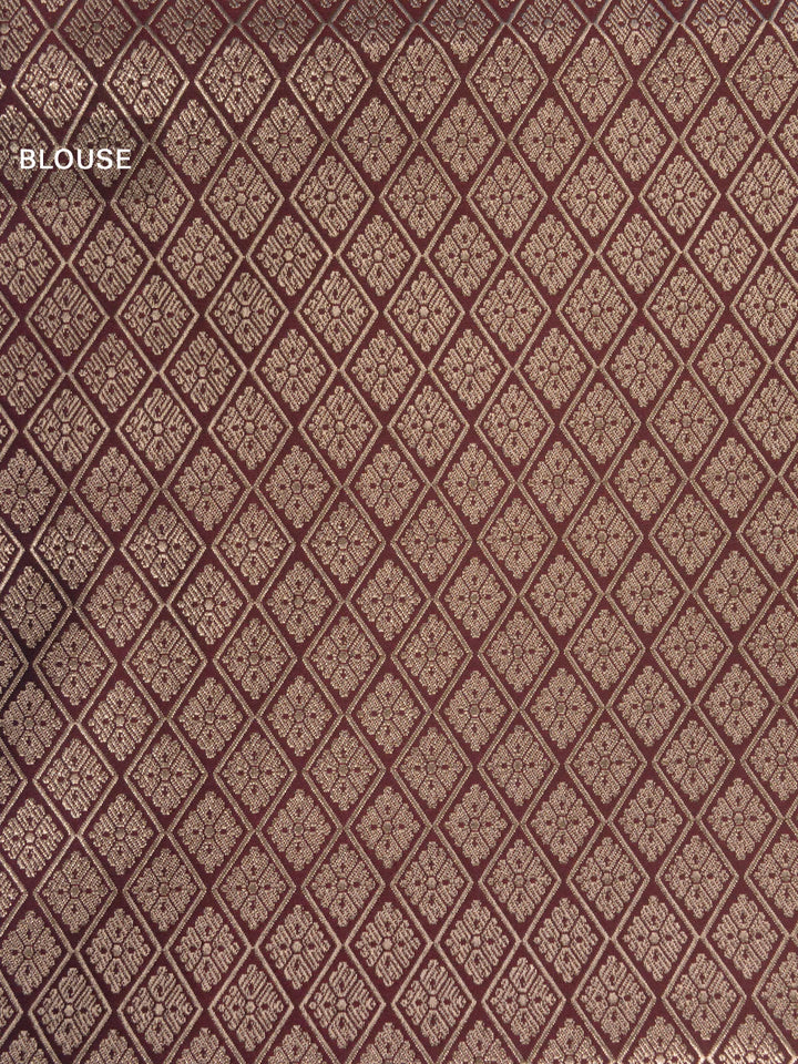 Wine Semi Mashru Silk Banarasi Saree