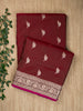Maroon Semi Katan Banarasi Saree