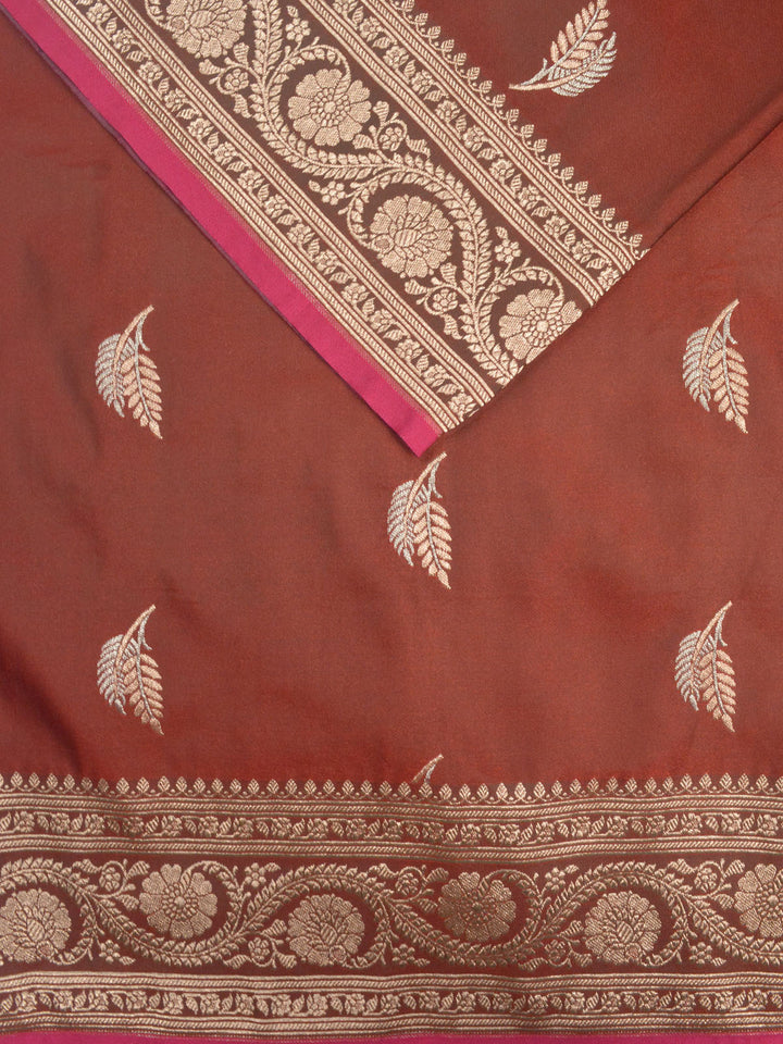 Maroon Semi Katan Banarasi Saree