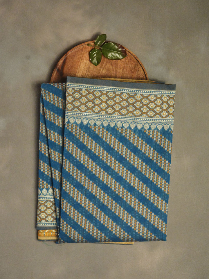 Blue Cotton Meena Banarasi Saree
