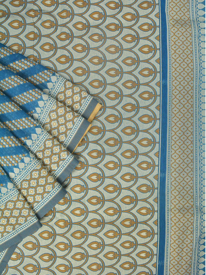 Blue Cotton Meena Banarasi Saree