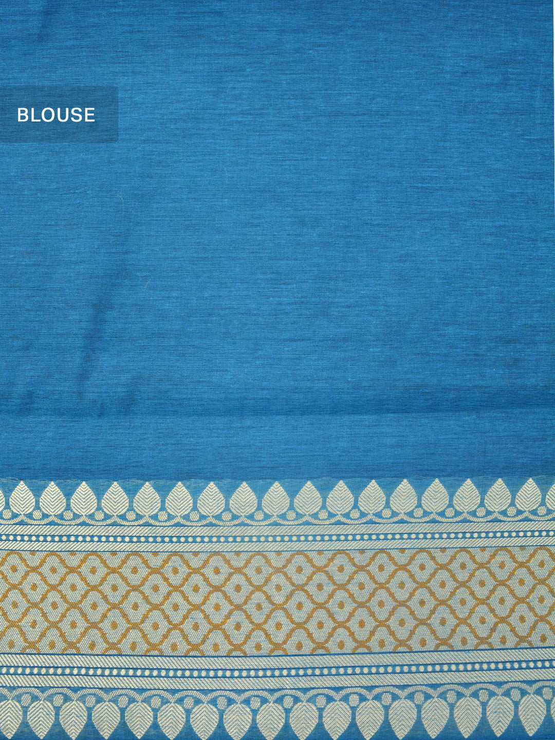 Blue Cotton Meena Banarasi Saree_5