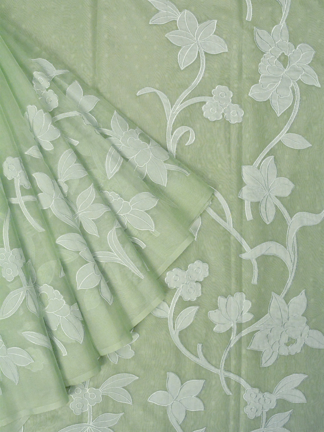 Dark Green Organza Banarasi Saree_5