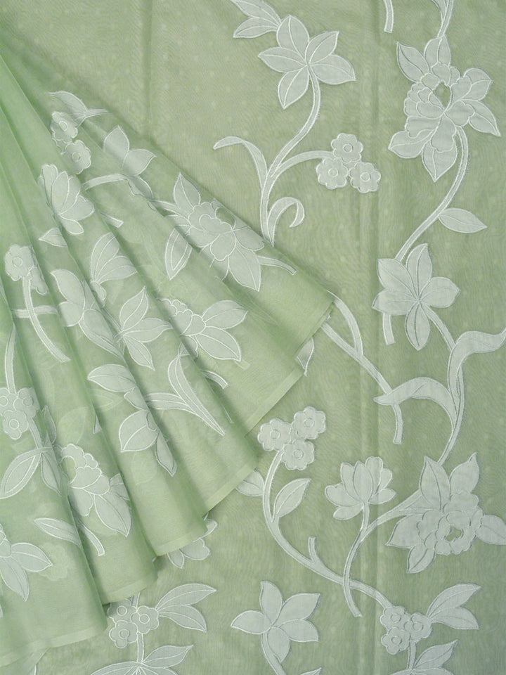 Dark Green Organza Banarasi Saree