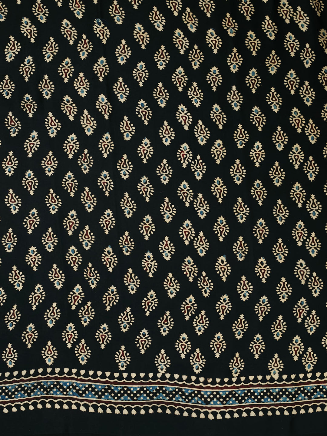 Black Modal Silk Ajrak Printed Banarasi Saree_5