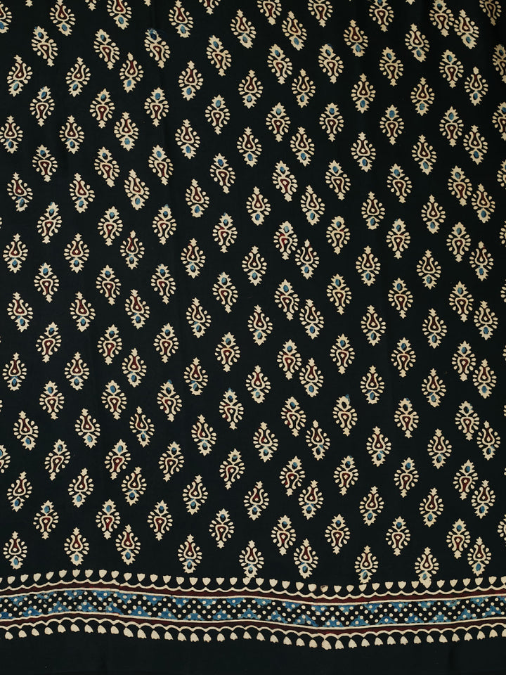 Black Modal Silk Ajrak Printed Banarasi Saree