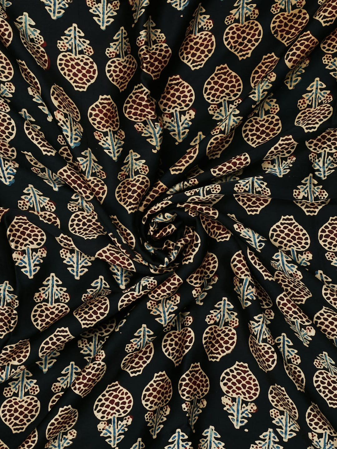 Black Modal Silk Ajrak Printed Banarasi Saree_3