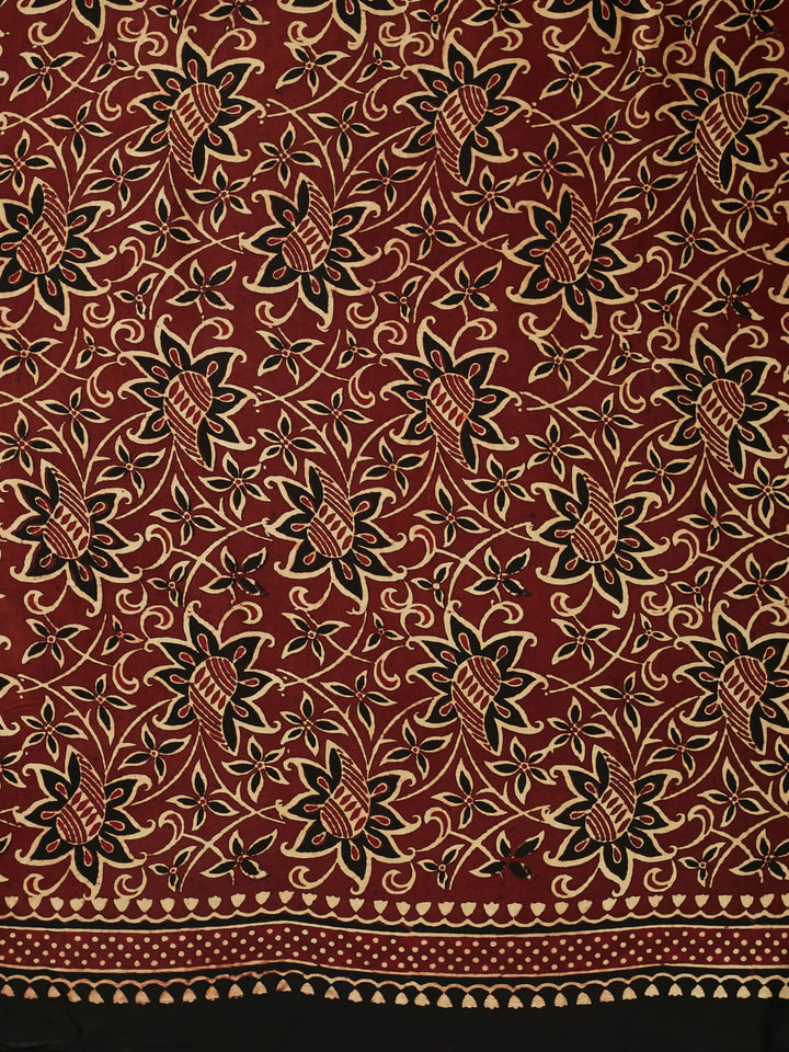 Maroon Modal Silk Ajrak Printed Banarasi Saree