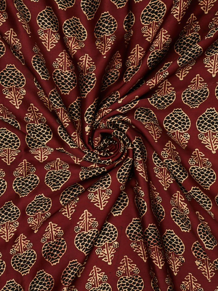 Maroon Modal Silk Ajrak Printed Banarasi Saree