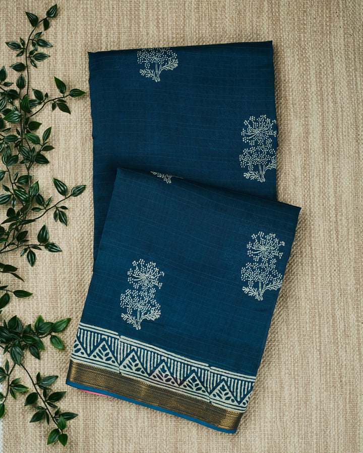 Blue Maheshwari Banarasi Saree
