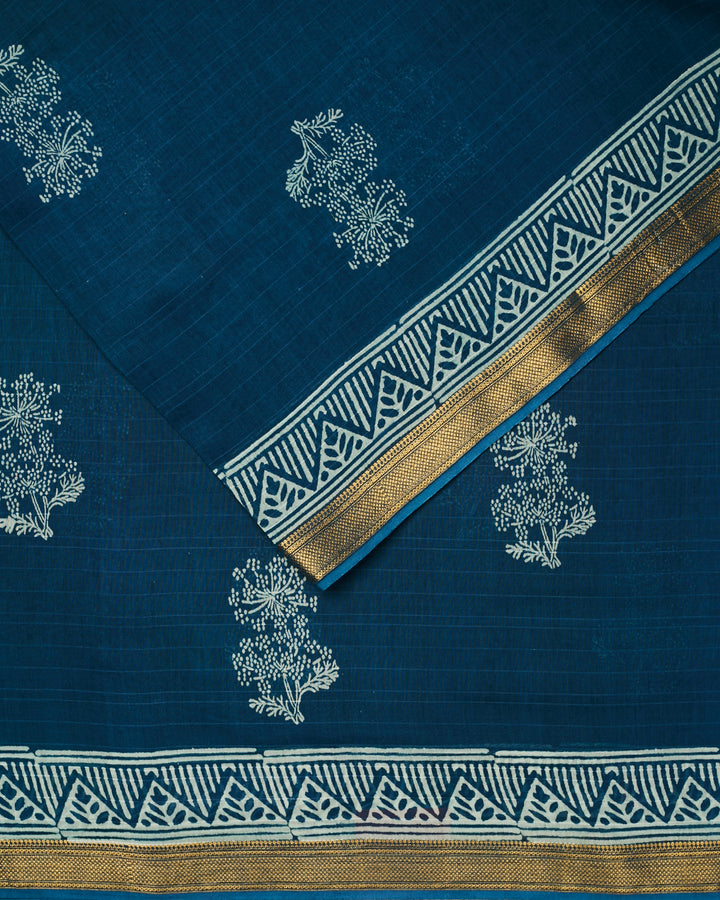 Blue Maheshwari Banarasi Saree