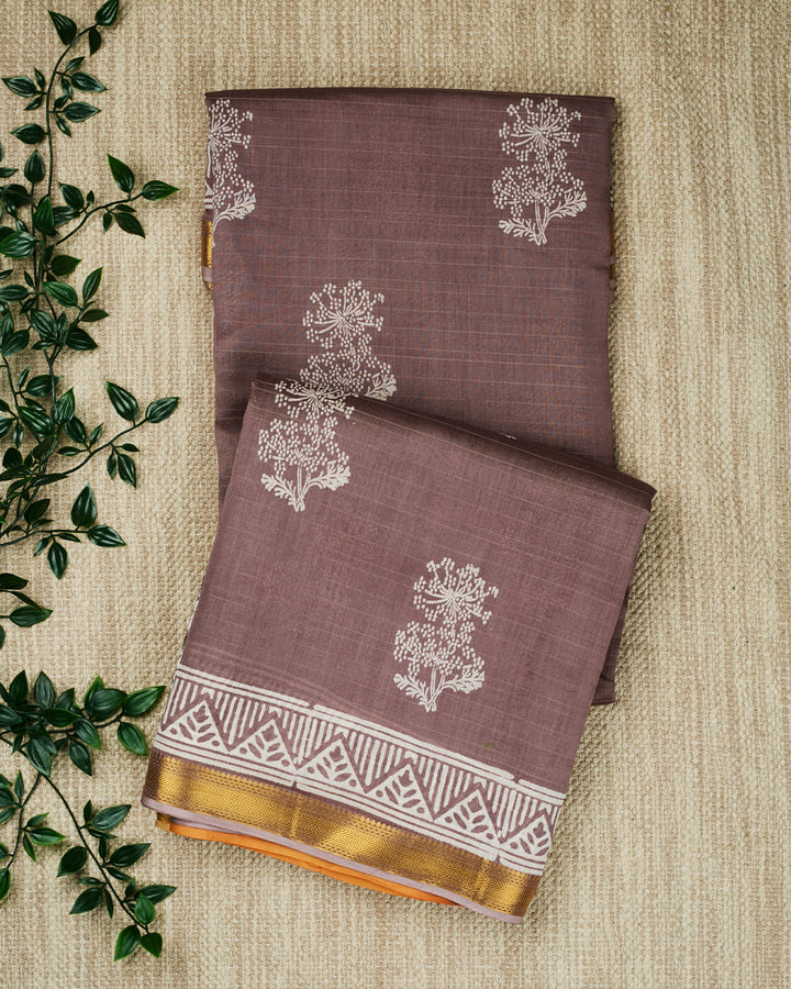 Brown Maheshwari Banarasi Saree