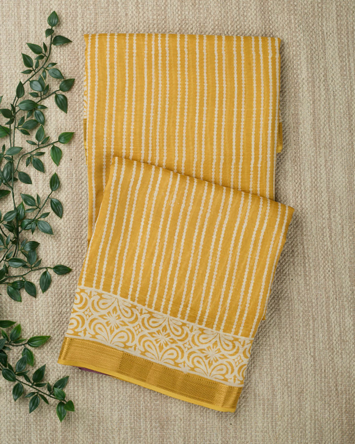 Yellow Maheshwari Banarasi Saree