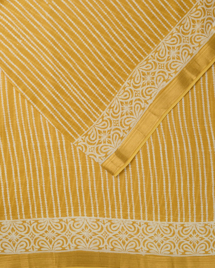 Yellow Maheshwari Banarasi Saree