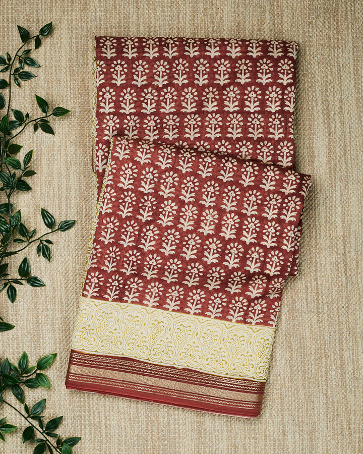 Brown Maheshwari Banarasi Saree