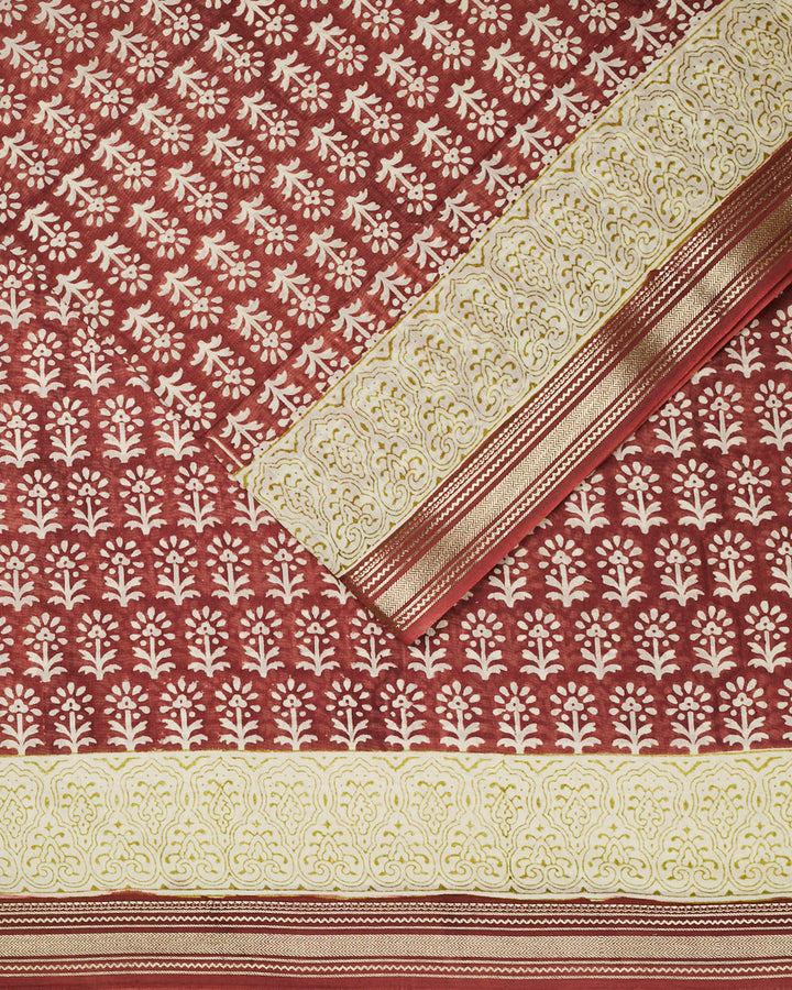 Brown Maheshwari Banarasi Saree