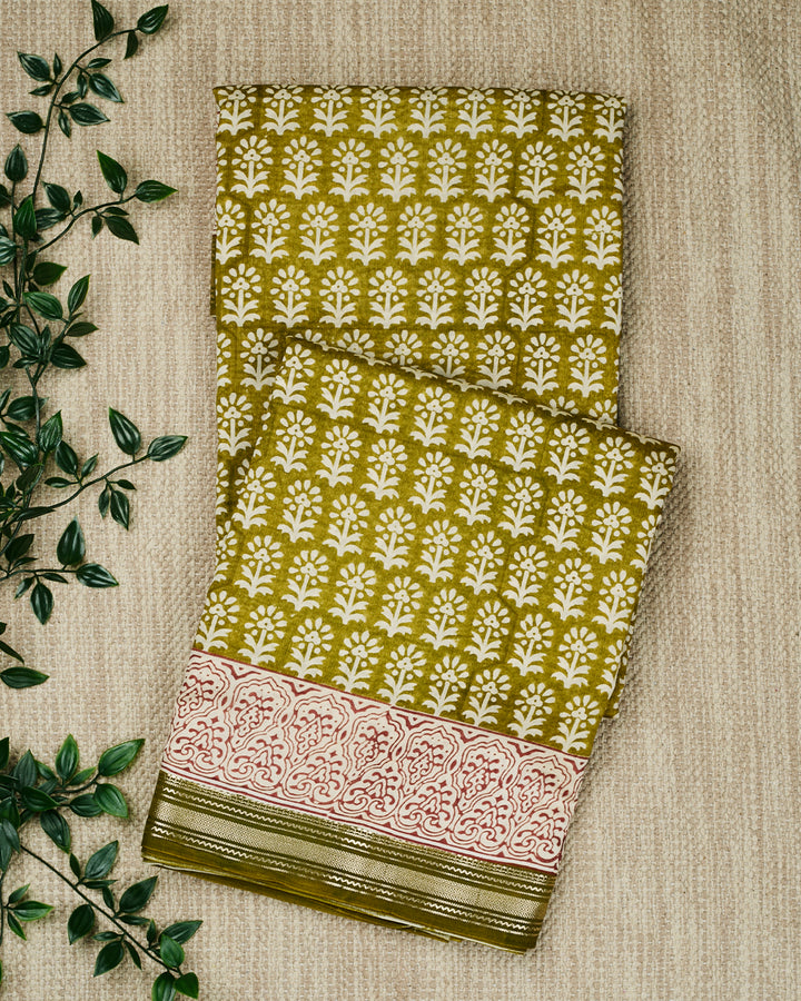 Green Maheshwari Banarasi Saree