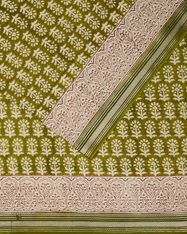 Green Maheshwari Banarasi Saree