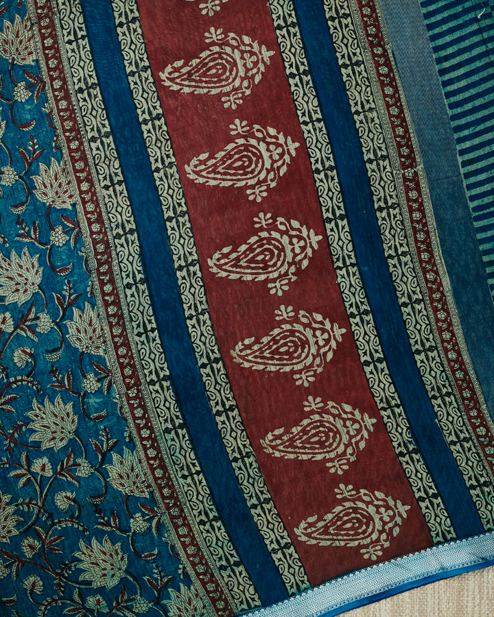 Blue Maheshwari Banarasi Saree