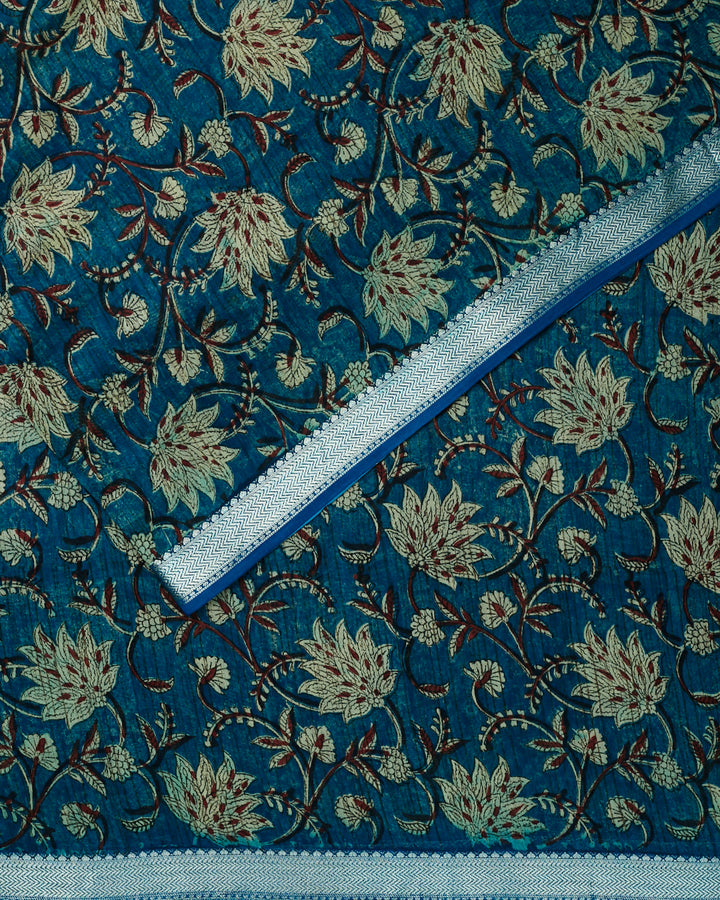 Blue Maheshwari Banarasi Saree