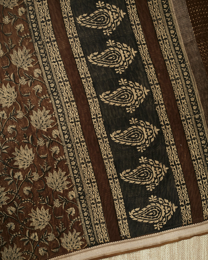 Brown Maheshwari Banarasi Saree