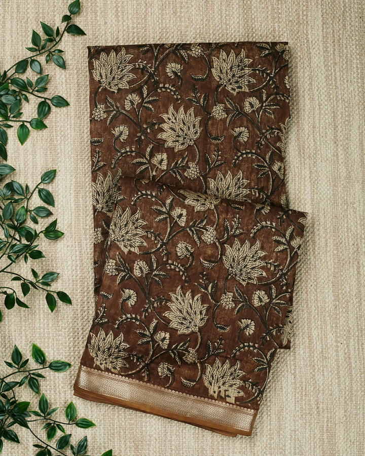 Brown Maheshwari Banarasi Saree