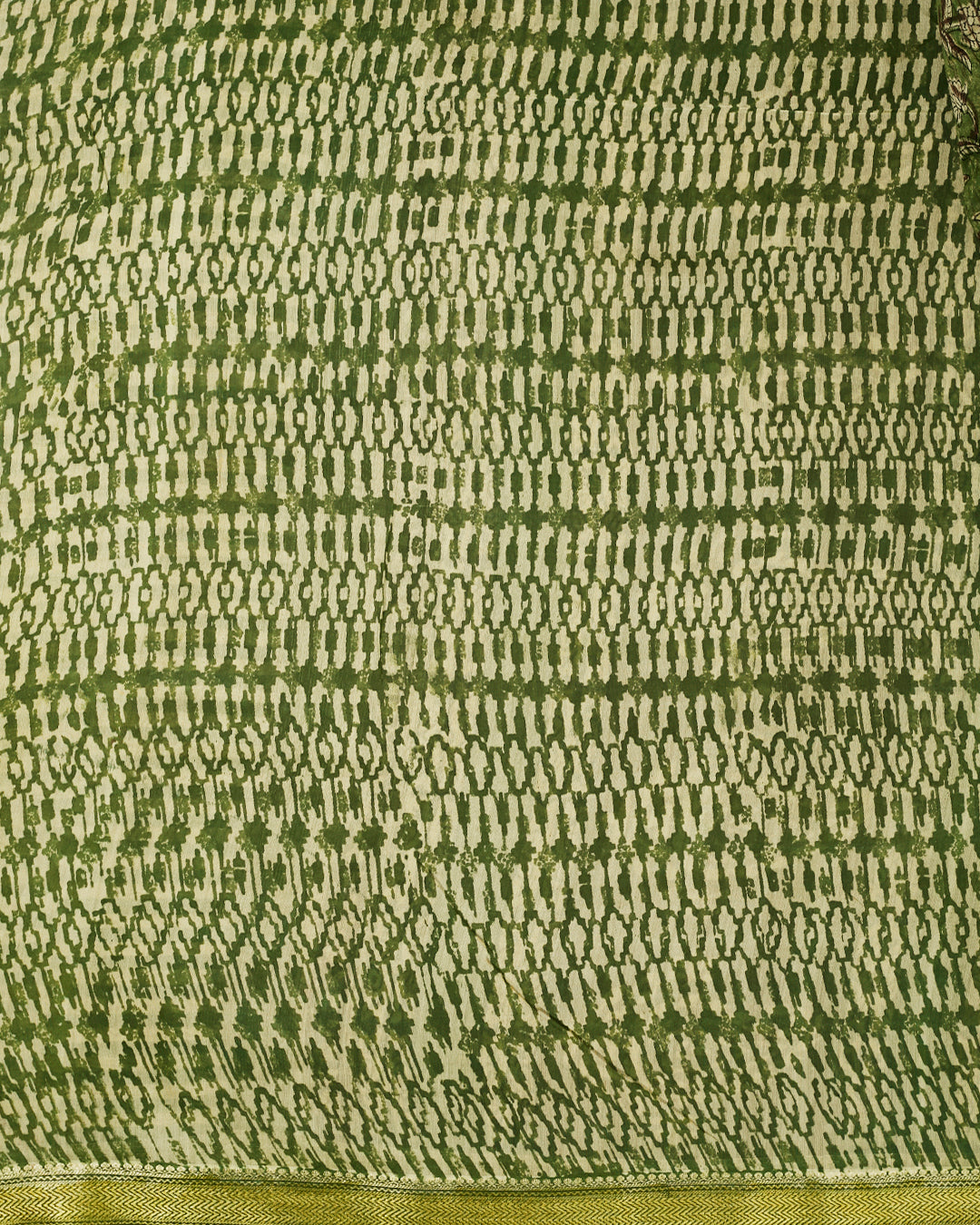 Green Maheshwari Block Print Banarasi Saree_5