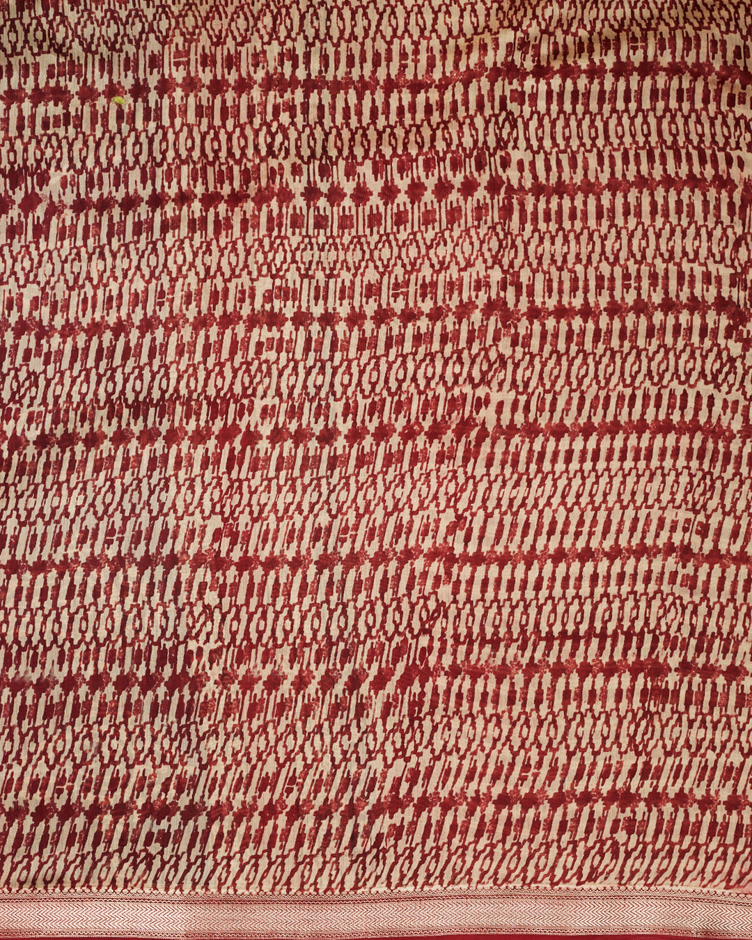 Rust Maheshwari Block Print Banarasi Saree_5