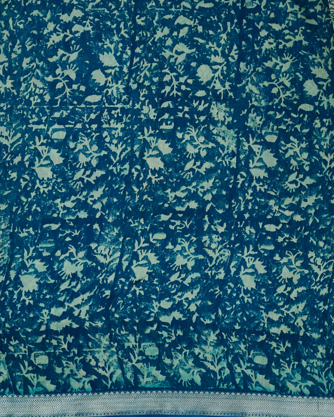 Blue Maheshwari Block Print Banarasi Saree_5