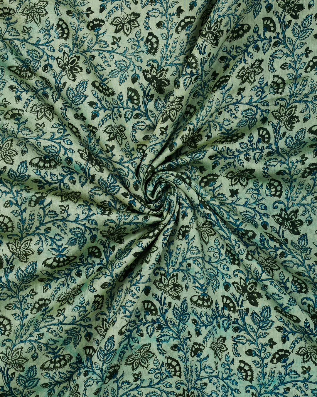 Blue Maheshwari Block Print Banarasi Saree_3