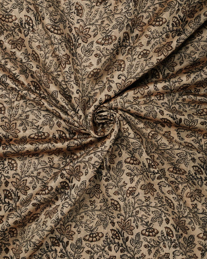 Grey Maheshwari Block Print Banarasi Saree