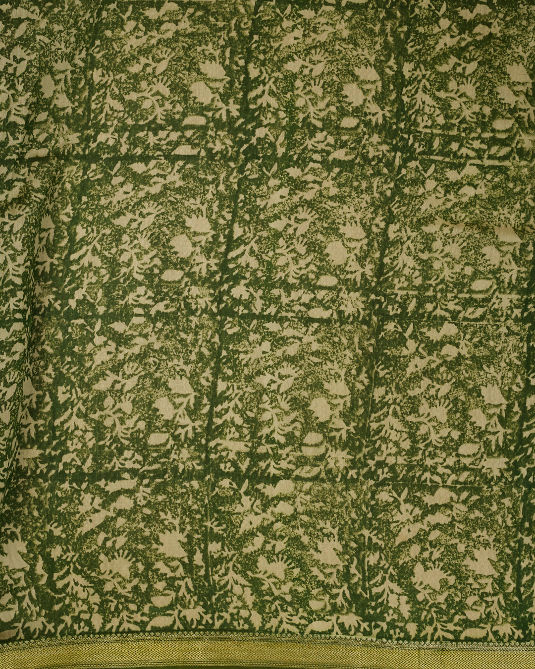 Green Maheshwari Block Print  Banarasi Saree_5