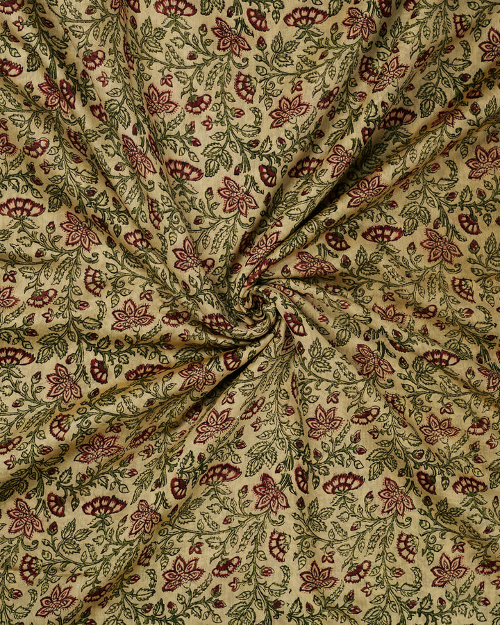 Green Maheshwari Block Print  Banarasi Saree