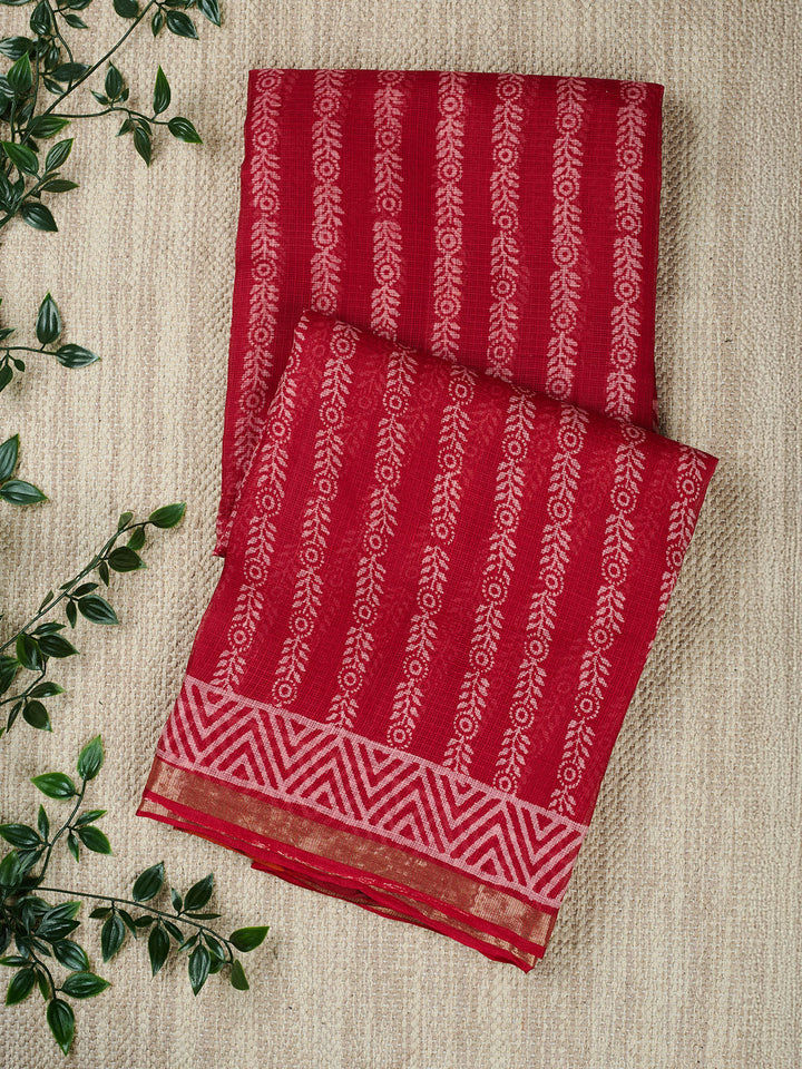 Red Kota Printed Banarasi Saree