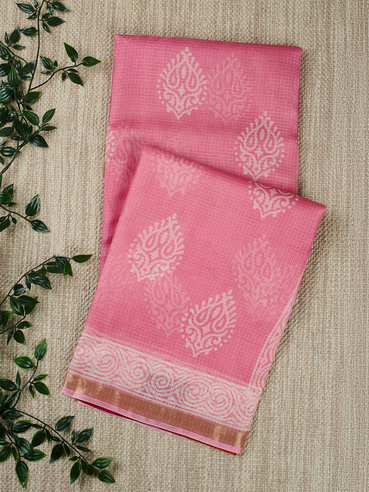 Pink Kota Printed Banarasi Saree