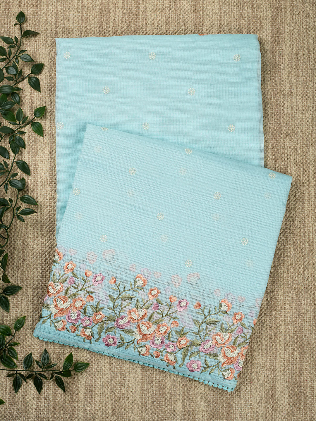 Blue Supernet Plain Banarasi Saree_1