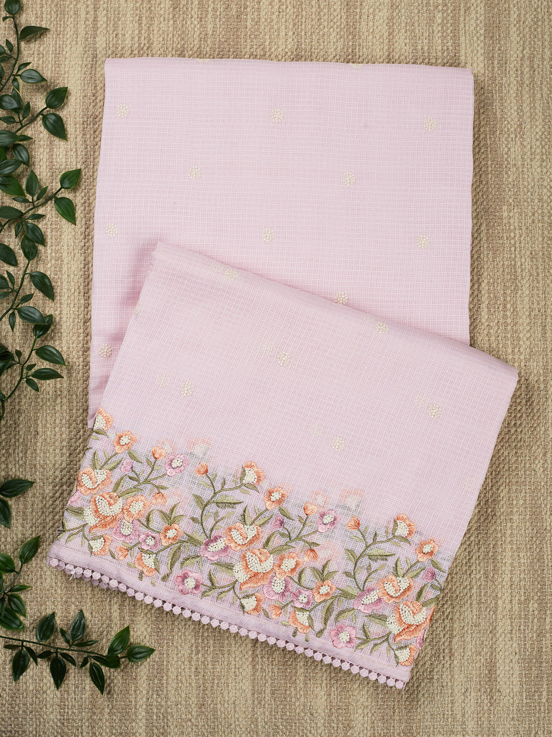 Pink Supernet Plain Banarasi Saree_1