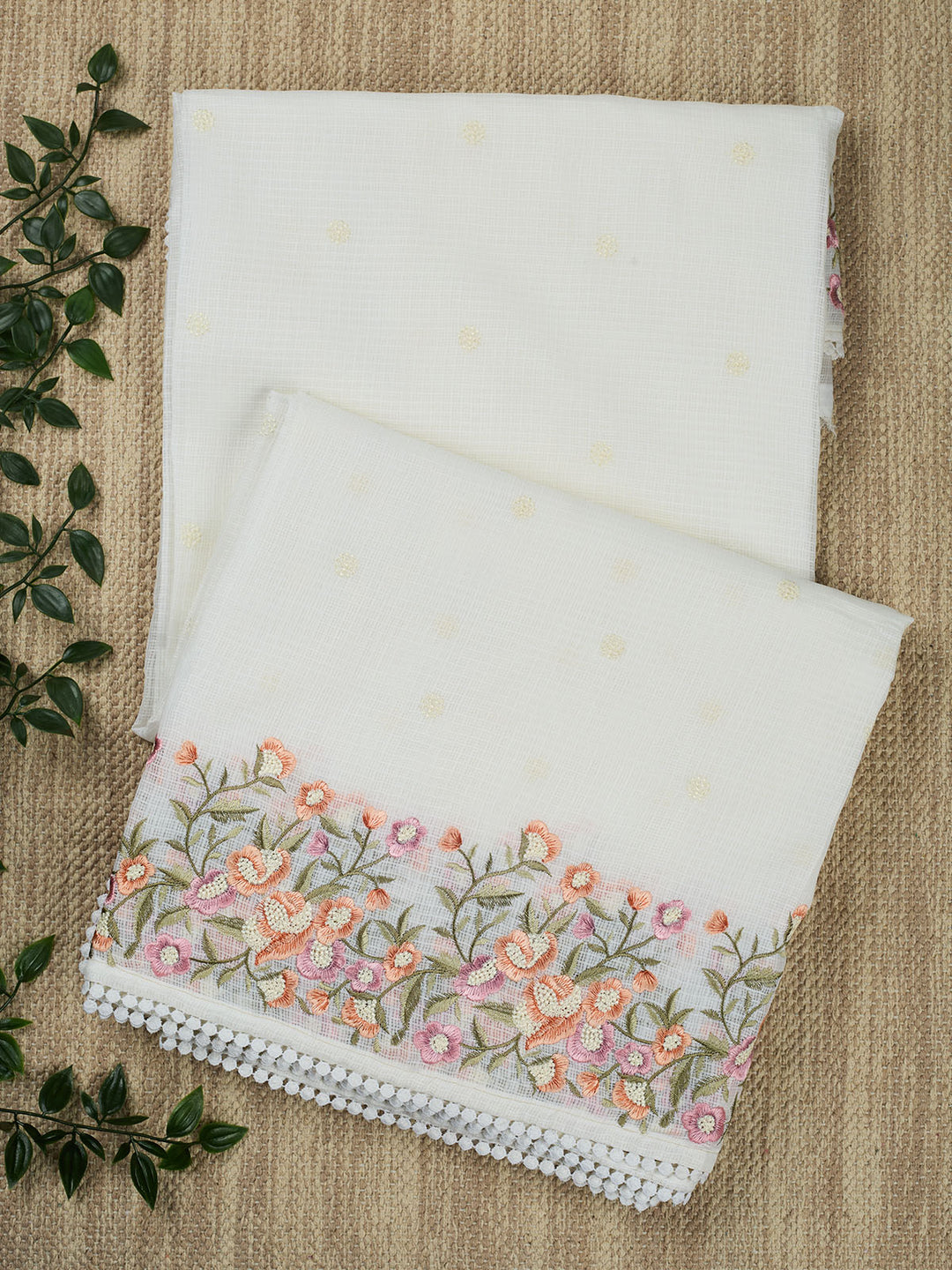 White Supernet Plain Banarasi Saree_1