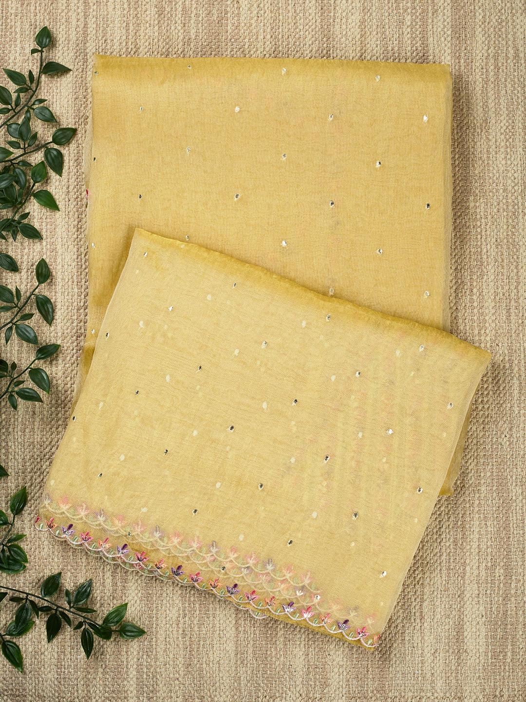 Gold Semi Tissue Plain Banarasi Saree_1