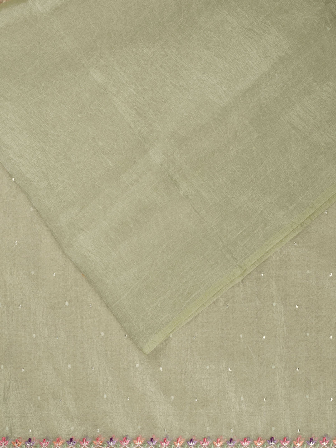 Green Semi Tissue Plain Banarasi Saree_2