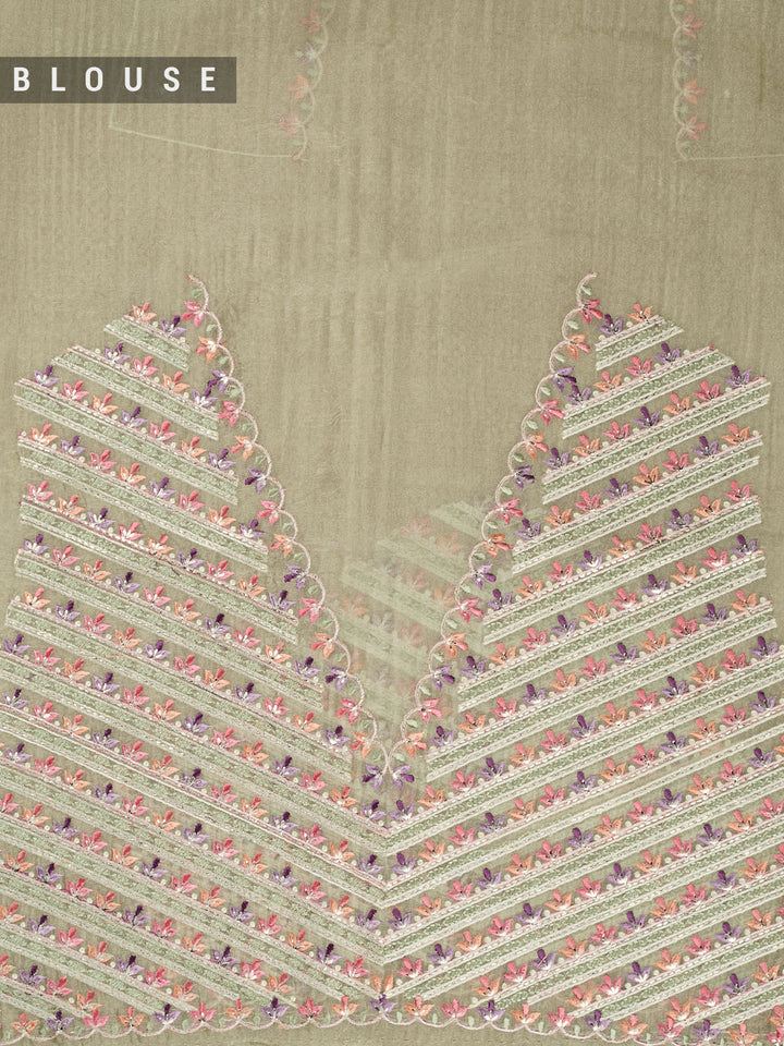 Green Semi Tissue Plain Banarasi Saree